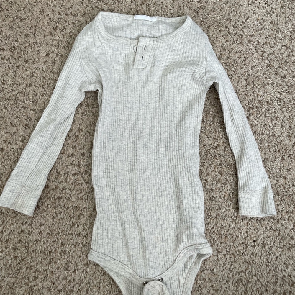 Jamie Kay Light Gray Ribbed onesie